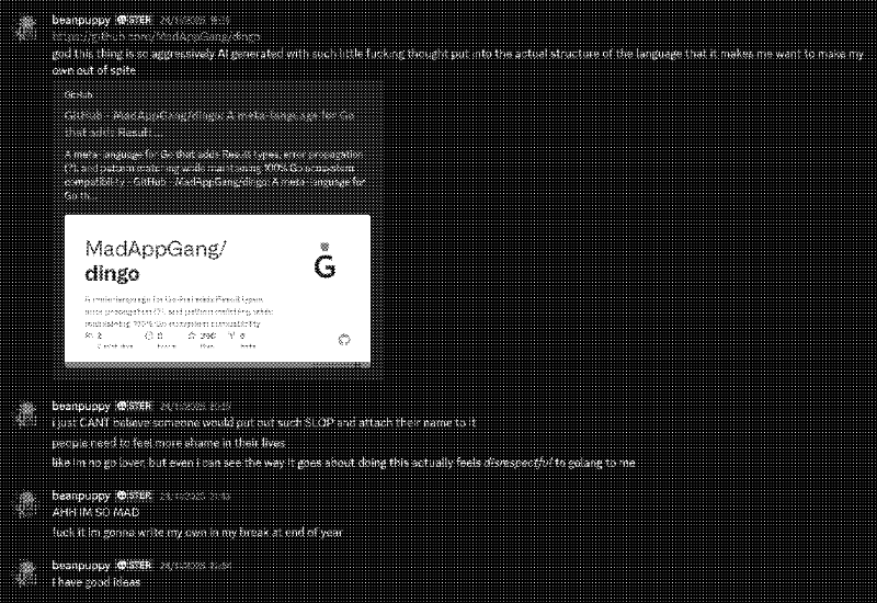 screenshot of me complaining about dingo
