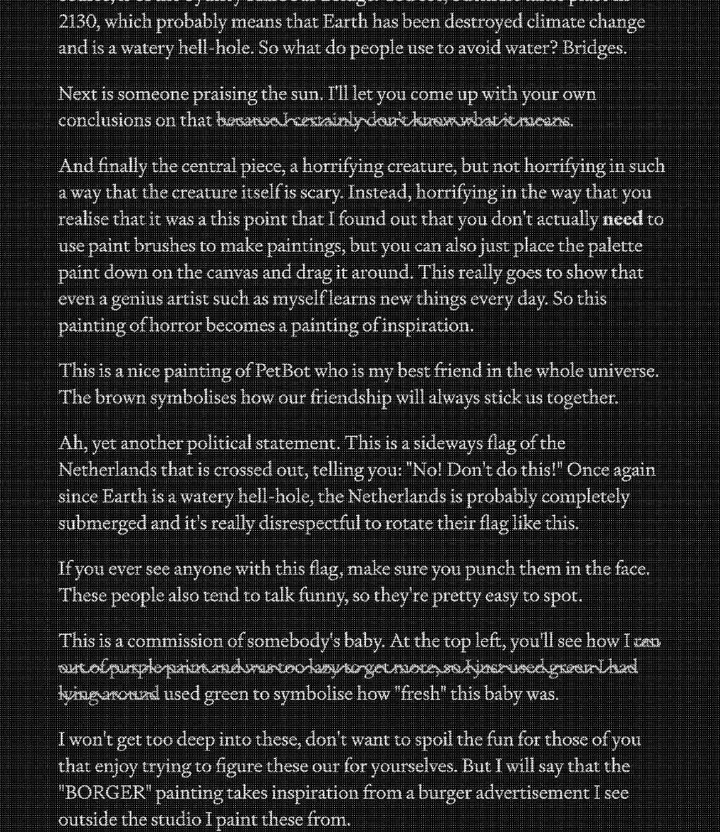 A screenshot of "A tour of my art gallery", there are no images